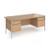 Contract 25 straight desk with 2 and 2 drawer pedestals and silver H-Frame leg 1800mm x 800mm - beech top