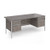 Contract 25 straight desk with 2 and 2 drawer pedestals and silver H-Frame leg 1800mm x 800mm - grey oak top