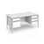 Contract 25 straight desk with 2 and 3 drawer pedestals and silver H-Frame leg 1600mm x 800mm - white top