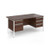 Contract 25 straight desk with 2 and 3 drawer pedestals and white H-Frame leg 1600mm x 800mm - walnut top