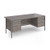 Contract 25 straight desk with 2 and 3 drawer pedestals and graphite H-Frame leg 1800mm x 800mm - grey oak top