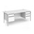 Contract 25 straight desk with 2 and 3 drawer pedestals and silver H-Frame leg 1800mm x 800mm - white top