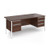 Contract 25 straight desk with 2 and 3 drawer pedestals and white H-Frame leg 1800mm x 800mm - walnut top
