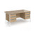 Contract 25 straight desk with 3 and 3 drawer pedestals and white H-Frame leg 1600mm x 800mm - kendal oak top