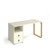 Cairo straight desk 1400mm x 600mm with sleigh frame leg and support pedestal with drawers - brass frame, white finish with white drawers
