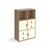 Universal cube storage unit 1295mm high on glides with 2 cupboards and 2 sets of drawers - oak with white inserts