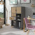 Universal cube storage unit 1295mm high on glides with matching shelf, 2 cupboards and drawers - white with oak inserts