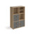Universal cube storage unit 1295mm high on glides with matching shelf, cupboard and 2 sets of drawers - oak with grey inserts