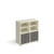 Universal cube storage unit 875mm high on glides with 2 matching shelves and 2 sets of drawers - white with grey inserts