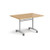 Rectangular deluxe flip top meeting table with silver frame 1200mm x 800mm - oak