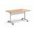 Rectangular deluxe flip top meeting table with silver frame 1400mm x 800mm - beech