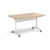 Rectangular deluxe flip top meeting table with white frame 1400mm x 800mm - Kendal oak