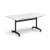 Rectangular deluxe flip top meeting table with black frame 1600mm x 800mm - white