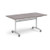 Rectangular deluxe flip top meeting table with silver frame 1600mm x 800mm - grey oak