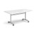 Rectangular deluxe flip top meeting table with silver frame 1600mm x 800mm - white