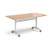 Rectangular deluxe flip top meeting table with white frame 1600mm x 800mm - beech