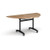 Semi circular deluxe flip top meeting table with black frame 1600mm x 800mm - beech
