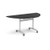 Semi circular deluxe flip top meeting table with silver frame 1600mm x 800mm - Black