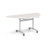 Semi circular deluxe flip top meeting table with silver frame 1600mm x 800mm - Light Grey