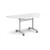 Semi circular deluxe flip top meeting table with silver frame 1600mm x 800mm - white