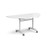 Semi circular deluxe flip top meeting table with white frame 1600mm x 800mm - white