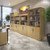 Deluxe combination unit with glass upper doors 2000mm high with 4 shelves - oak