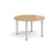Circular silver radial leg meeting table 1200mm - oak