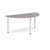 Semi circular silver radial leg meeting table 1600mm x 800mm - grey oak