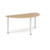 Semi circular silver radial leg meeting table 1600mm x 800mm - Kendal oak