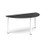 Semi circular white radial leg meeting table 1600mm x 800mm - Black