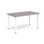 Rectangular white radial leg meeting table 1400mm x 800mm - grey oak
