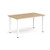Rectangular white radial leg meeting table 1400mm x 800mm - Kendal oak