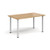 Rectangular white radial leg meeting table 1400mm x 800mm - oak