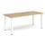 Rectangular white radial leg meeting table 1800mm x 800mm - Kendal oak