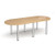 Radial end meeting table 2400mm x 1000mm with 6 chrome radial legs - oak