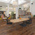 Radial end meeting table 2400mm x 1000mm with 6 chrome radial legs - oak