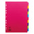 Concord Bright Subject Dividers 10-Part Card Multipunched 160gsm A4 Assorted Ref 50899