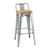 Bolero Bistro Backrest High Stools with Wooden Seat Pad Galvanised Steel (Pack of 4)