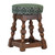 Classic Rubber Wood Low Bar Stool with Green Diamond Seat (Pack of 2)
