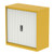 Qube 1000mm Side Tambour Cupboard Lemon Yellow And Satin White With Shelves