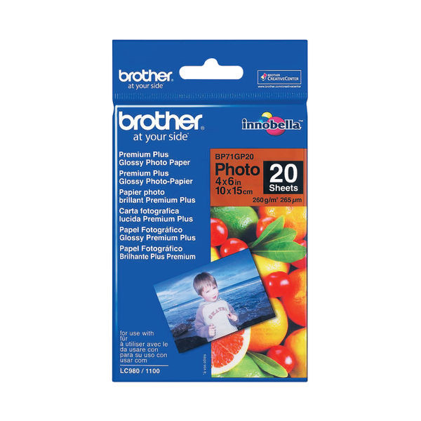 Brother Gloss Photo Paper 4 x 6 Inch (Pack of 20) BP71GP20