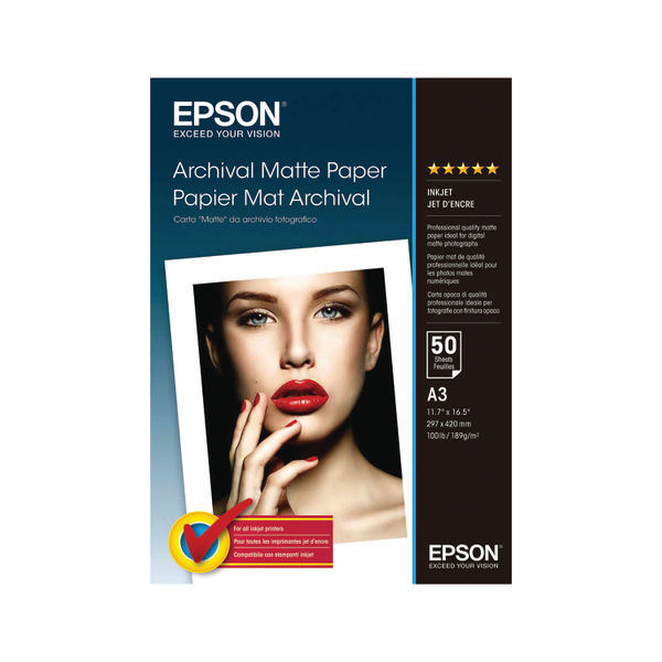 Epson Archival Matte Paper A3 189gsm (Pack of 50) C13S041344