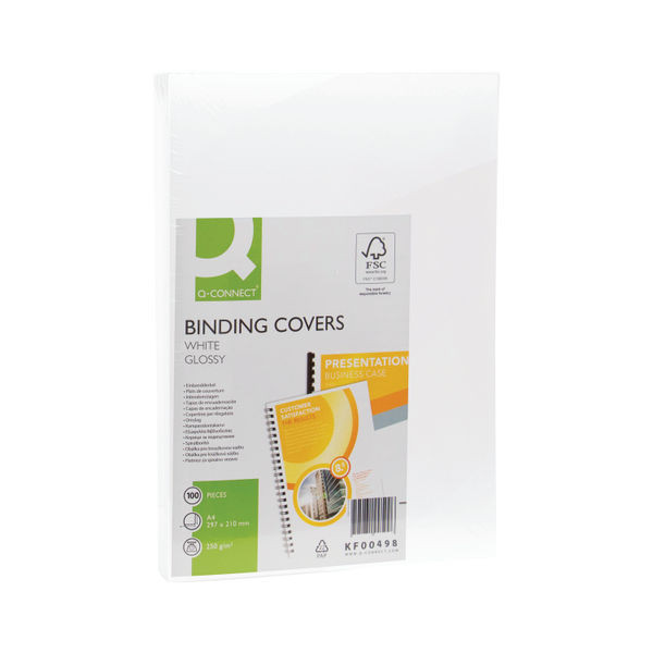 Q-Connect A4 White Comb Binder Cover 250gsm (Pack of 100)