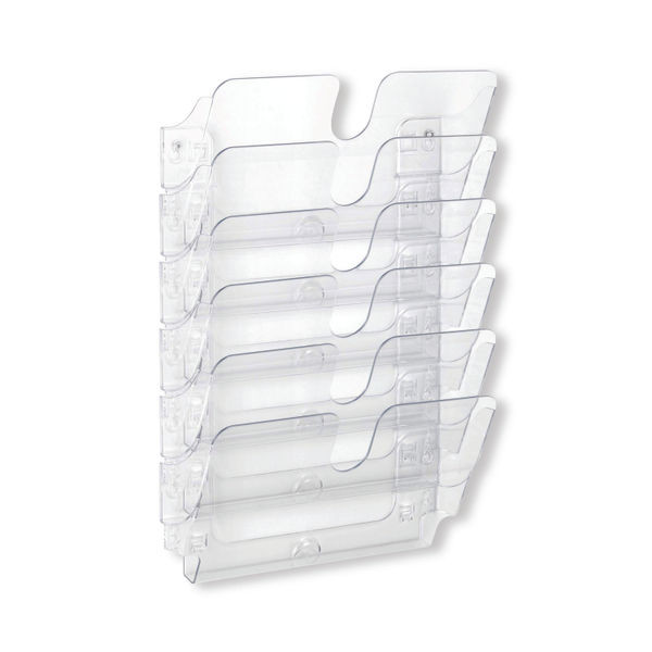 Durable Flexiplus Wall Mounted Landscape Literature Holder A4 Clear (Pack of 6) 1700014401