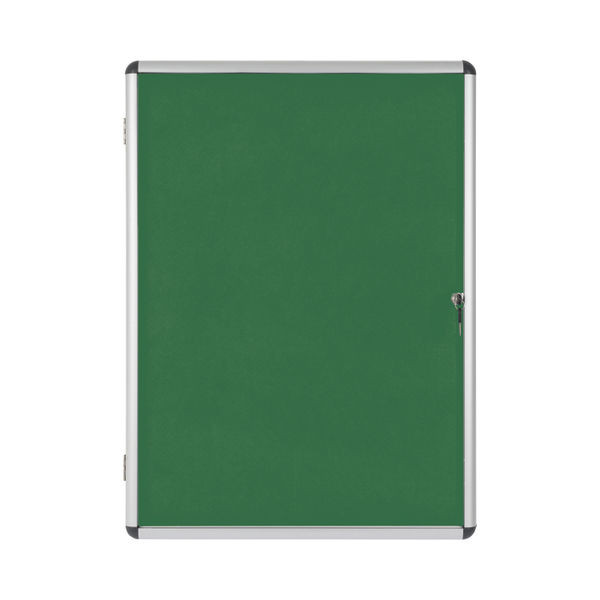 Bi-Office Enclore Display Case Green Felt Acrylic Aluminium Frame 9xA4 VT630102150
