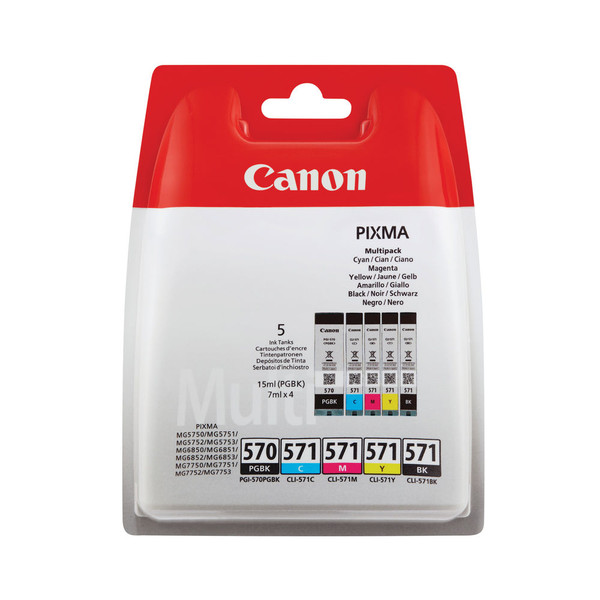 Canon PGI-570/CLI-571 Ink Cartridges PGBK/CMYK Multipack 0372C006