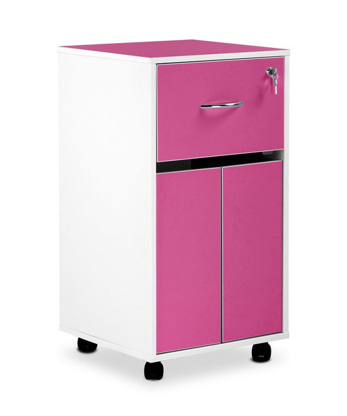 Single Upper Drawer, Lower Cupboard with Double Doors & Adjustable Shelf, Purple  485 x 485 x 905mm