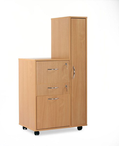 Single Upper Drawer, Personal Drawer & Lower Drawer, Right Hand Opening, Beech  718 x 489 x 1420mm