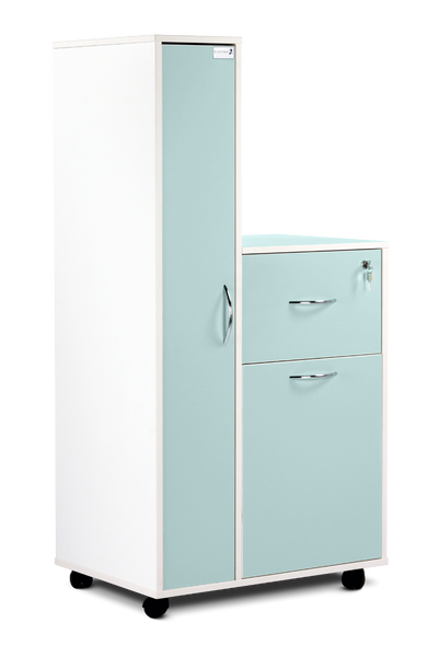 Bristol Maid Bedside Cabinet - Grey White - Lockable Upper Drawer - Lower Drawer - Adjustable Shelf