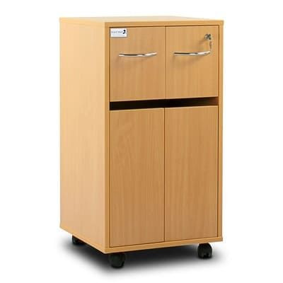 Bristol Maid Bedside Cabinet - Beech - Two Top Drawers - Cupboard - Adjustable Shelf - One Drawer - Cam Lock